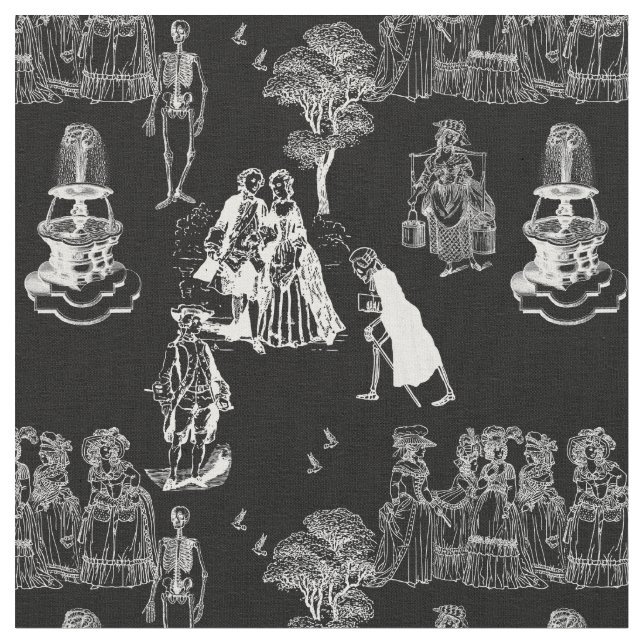 Tela halloween skeleton toile rococo antiguo cráneo (De cerca)