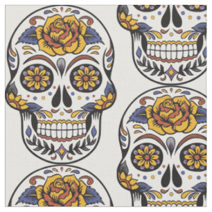 Tela Halloween Skull Combed Cotton Fabric