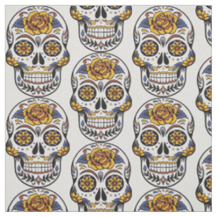 Tela Halloween Skull Combed Cotton Fabric