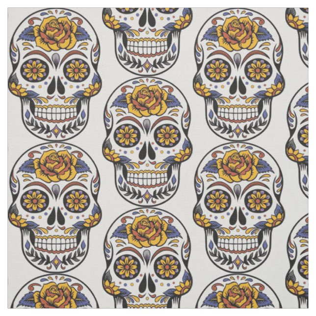 Tela Halloween Skull Combed Cotton Fabric (Retal)