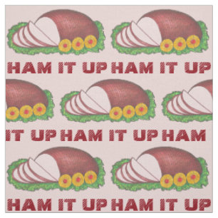 Tela HAM IT UP Holiday Hams Funny Food Navidad Pascua