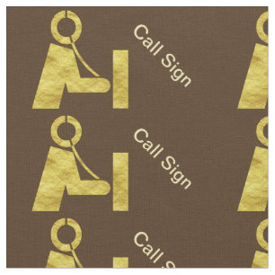 Tela Ham Radio Operator Golden Icon Fabric + Rótulo de 