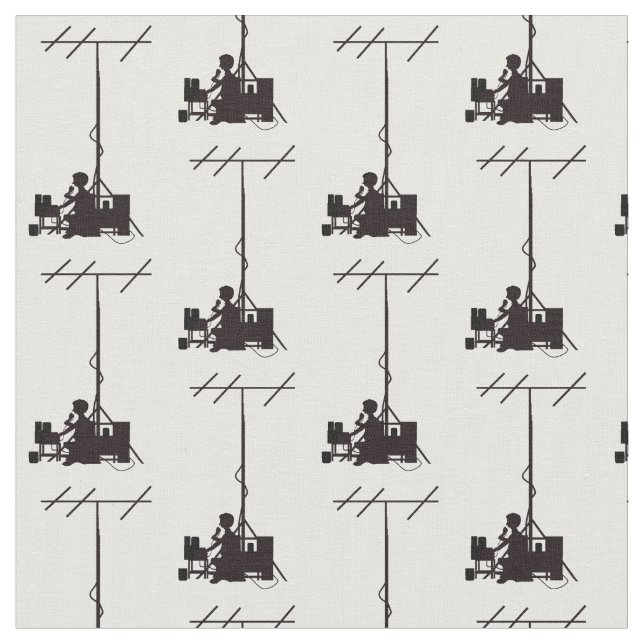 Tela Ham Radio Operator Silhouette Fabric (De cerca)