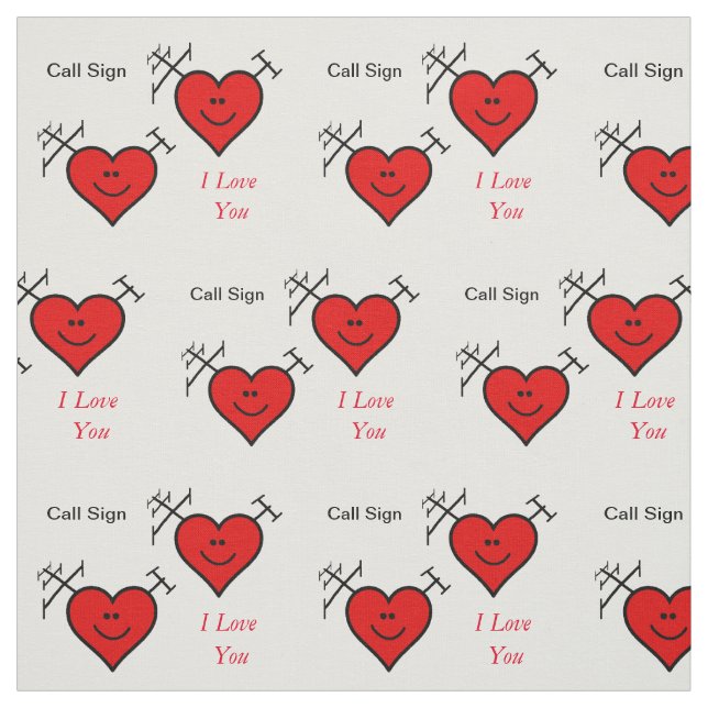 Tela Ham Radio Romantic Heart Fabric Con Rótulo De Llam (Retal)