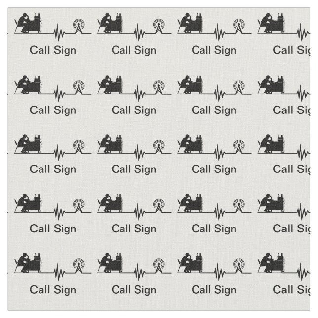 Tela Ham Radio Silhouette Fabric con Rótulo de llamadas (De cerca)