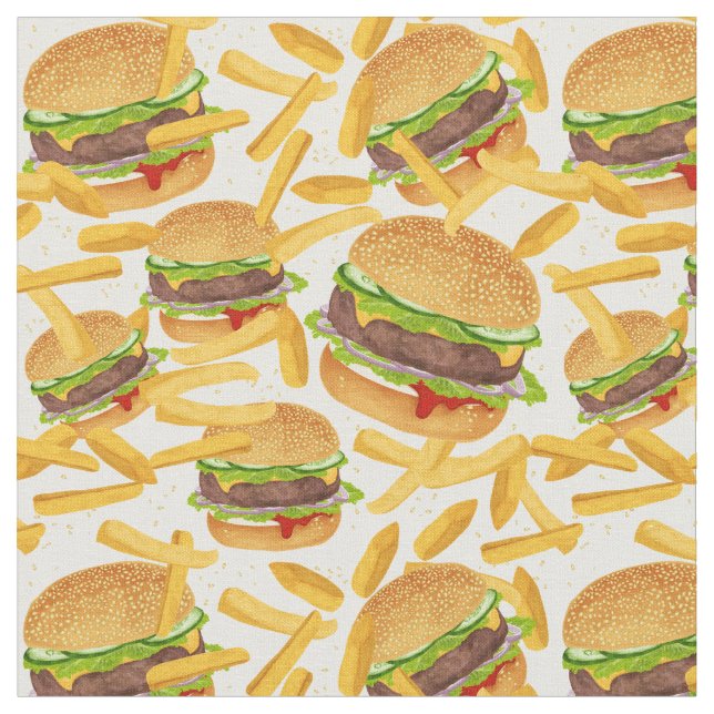 Tela Hamburguesas y fritas (De cerca)