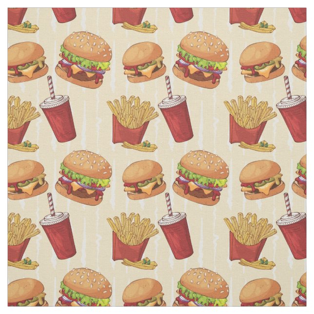 Tela Hamburguesas y patatas fritas (Retal)