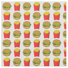 Tela Hamburguesas y patatas fritas divertidas