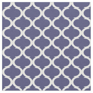 Tela Hampton azul y blanco Quatrefoil Trellis