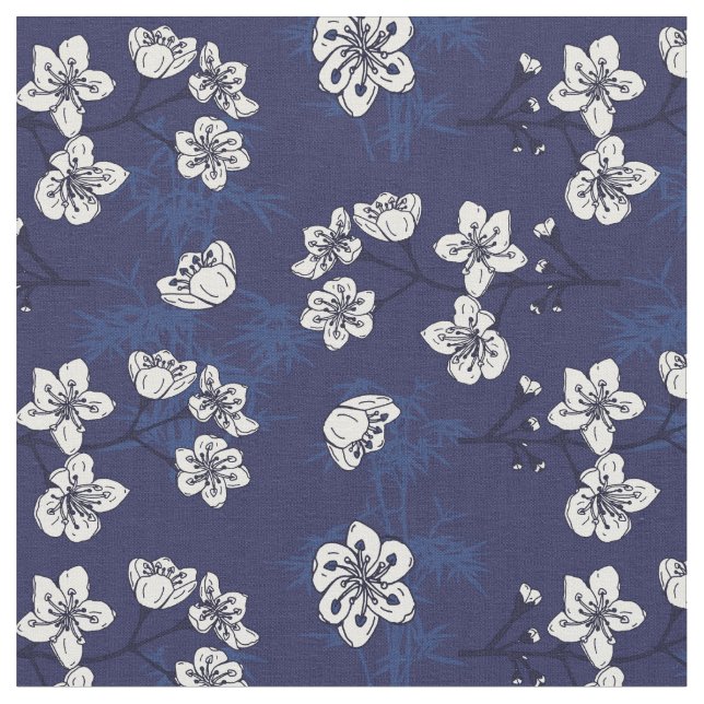 Tela Hamptons Blue Floral Botanned (De cerca)