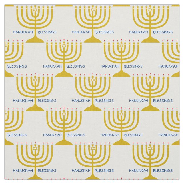 Tela HANUKKAH BLESSINGS | Menorah Personalizable Textos (Retal)