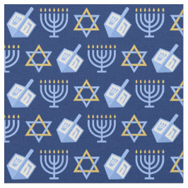 Tela Hanukkah Blue Menorah Dreidel Pattern Chanukah