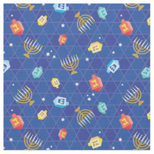 Tela Hanukkah Dreidel y Menorah Toss Print