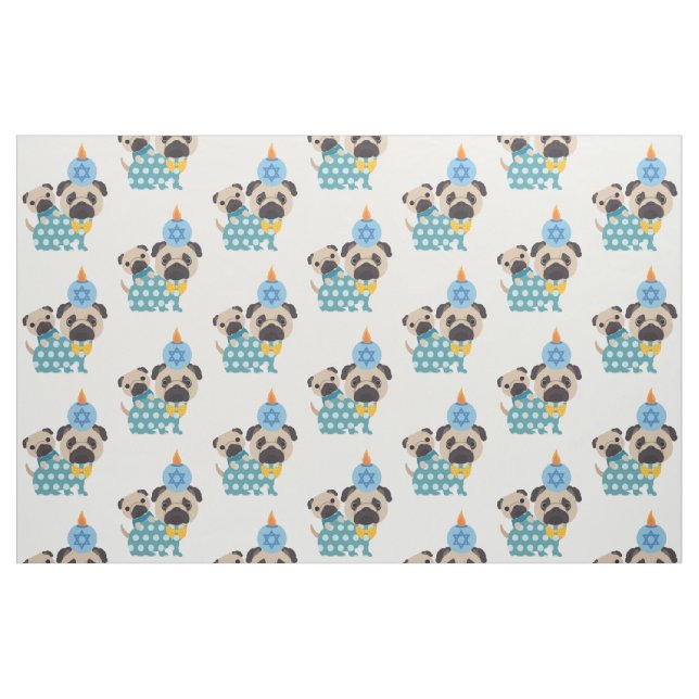 Tela Hanukkah Pugs Fabric ("Cuarto gordo" (fat quarter))
