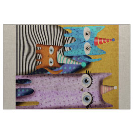 Tela Happy Birday Cats Linen