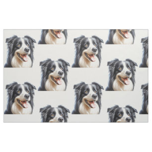 Tela Happy Border Collie Dog Fabric