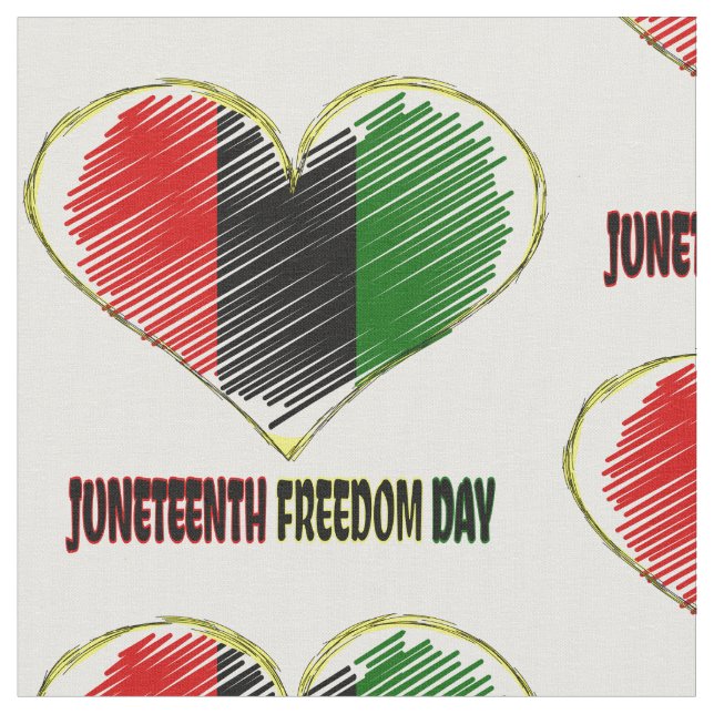 Tela happy juneteenth african flag heart (De cerca)