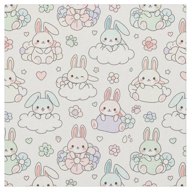 Tela Happy Kawaii Bunny (De cerca)