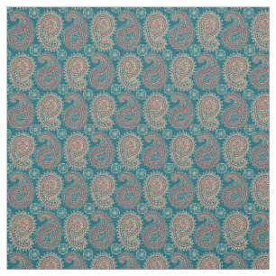 Tela Heffalumnado Tejido De Patrón Beige-Paisley Rojo A