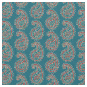 Tela Heffalumps Roja Azul Beige con Estampado Pais