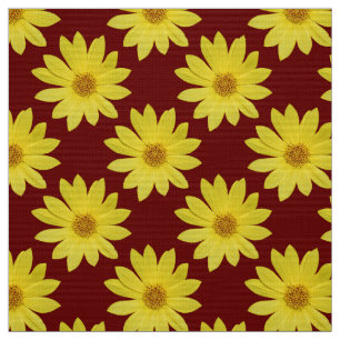Tela Helianthus 'Lemon Queen' Patrón - Rojo Oscuro