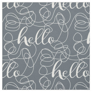 Tela HELLO patrón blanco transparente con LINES