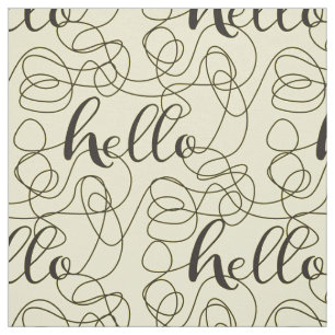 Tela HELLO patrón negro transparente con LINES