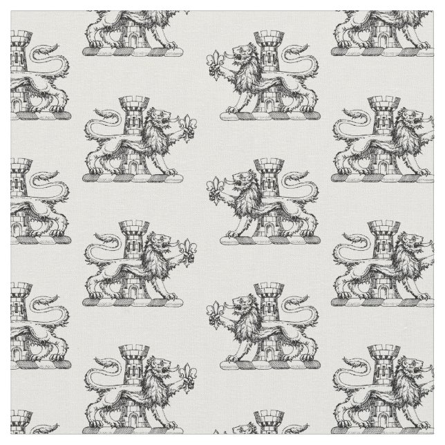 Tela Heraldic Lion Tower Fleur de Lis Escudo Emblem (De cerca)