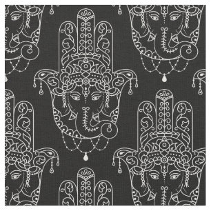 Tela Hermosa mano Hamsa en negro