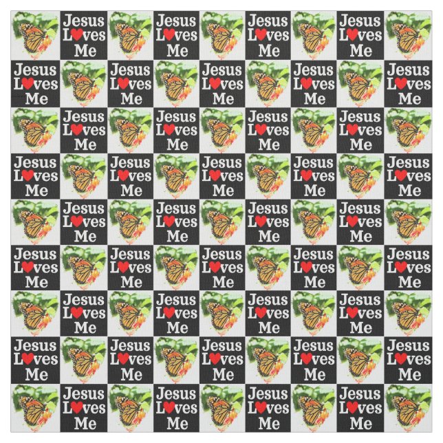 TELA HERMOSA MARIPOSA JESÚS ME AMA CRISTIANO (Retal)