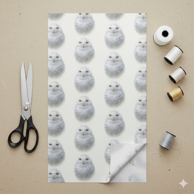 Tela Hermosa, soñadora y serena lechuza (Snowy Owl Yard of Fabric Cover Photo)