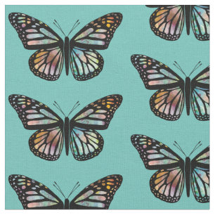 Tela Hermosas mariposas patrón monarca color agua