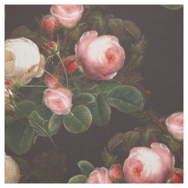 Tela Hermosas rosas y cuerdas rosadas (Retal)
