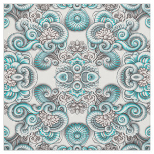 Tela Hermoso Aqua Gray único en baldosa blanca sin foco