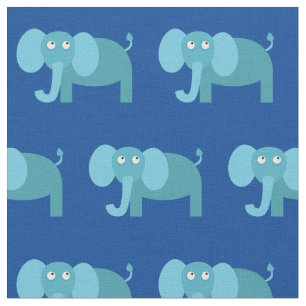 Tela Hermoso Elefante Niño Bebé Guardería Azul