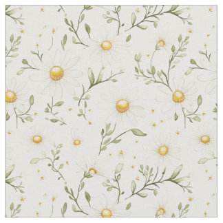 Tela Hermoso Estampado Floral de Margarita Blanca para 