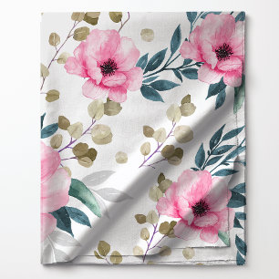 Tela Hermoso Floral Botánico Rosa y Verde