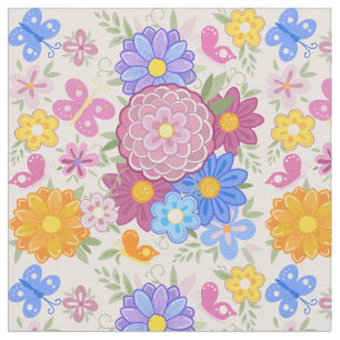 Tela Hermoso Jardín Flores Silvestres margaritas Dibujo