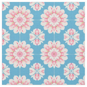 Tela Hermoso Mandala Floral Rosa y Blanco