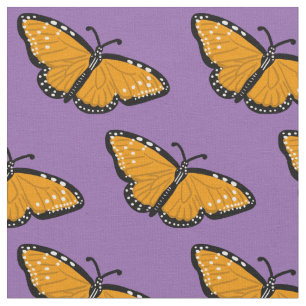Tela Hermoso patrón de mariposas reina Naranja púrpura