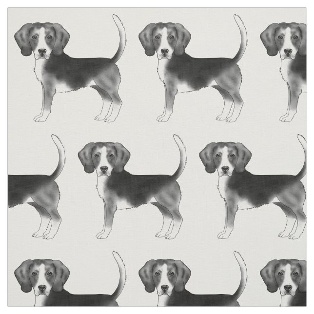 Tela Hermoso patrón de un perro Beagle en blanco y negr (Retal)