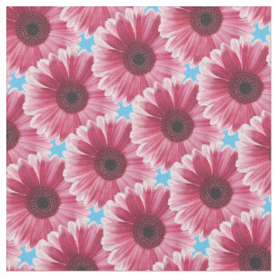 Tela Hermoso patrón moderno de flores de Gerbera rosa