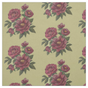 Tela Hermoso rocío floral pintado a mano