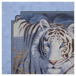 Tela Hermoso tigre blanco con ojos azul cristal
