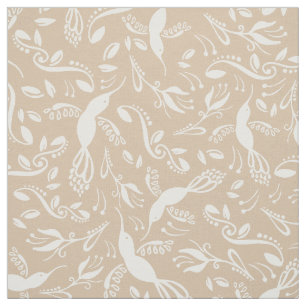 Tela Hermosos colibríes Crema beige