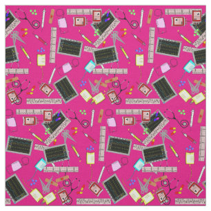 Tela Herramientas de enfermería Fabric rosa brillante