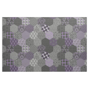 Tela Hexageres violeta y gris