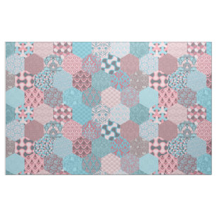 Tela Hexagonal rosa y turquesa