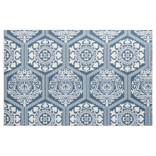 Tela Hexágonos del siglo XI - Azul añil y blanco