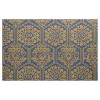 Tela Hexágonos del siglo XI - Azul oscuro y dorado